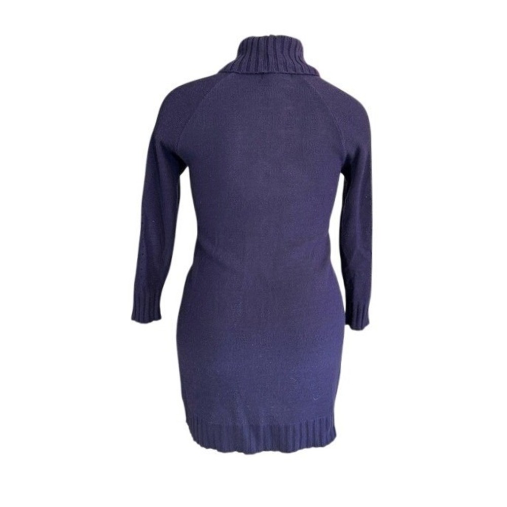 Purple Cable Knit Turtleneck Sweater Dress Large Bodycon Stretchy Fitted Sexy - Picture 6 of 8